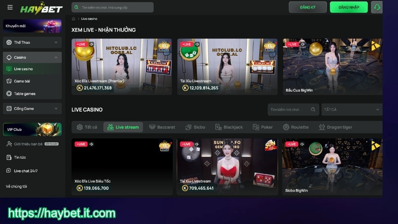 Giới thiệu sảnh live casino nức tiếng của HAYBET