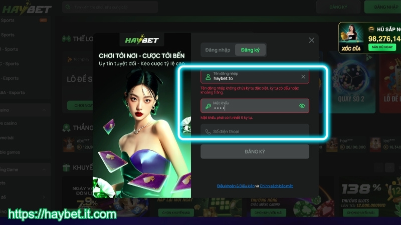Hướng dẫn đăng ký HAYBET chi tiết