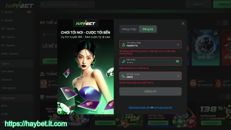 Lưu ý quan trọng khi đăng ký tài khoản HAYBET